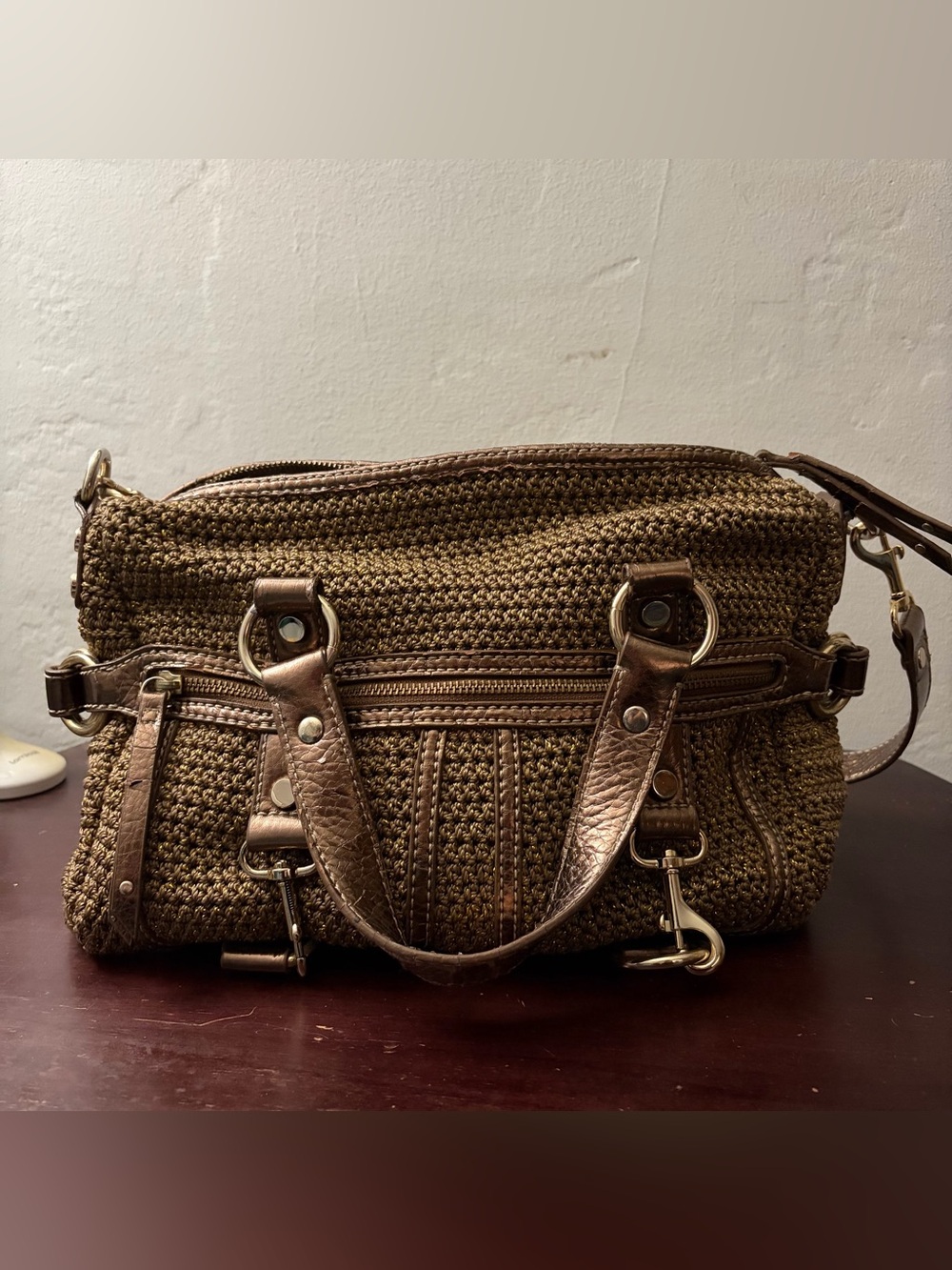 The Sak Vintage Gold Brown Shoulder Bag